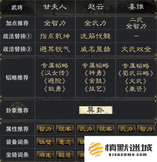 三国谋定天下甘夫人赵云姜维阵容怎么玩